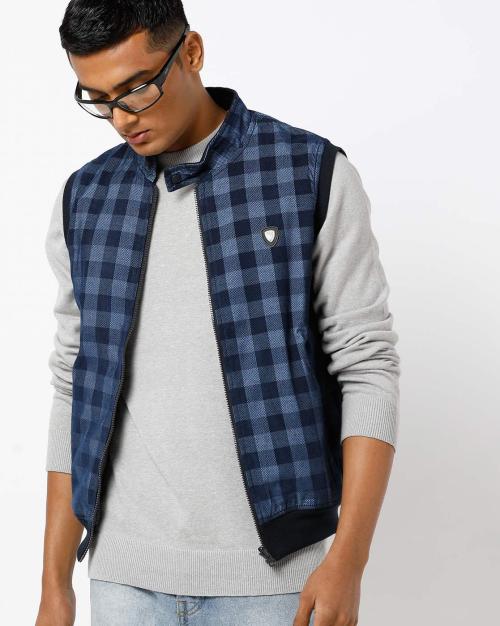 Checked Reversible Zip-Front Jacket
