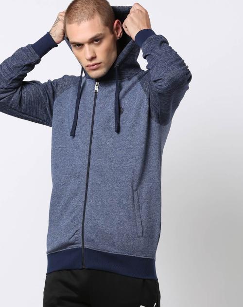 Zip-Front Hooded Sweatshirt with Raglan Sleeves