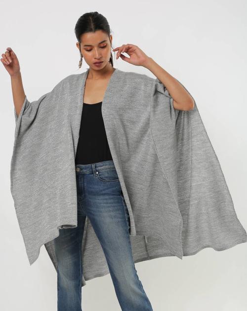 Textured Front-Open Poncho