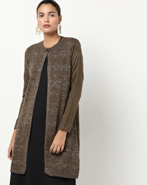 Textured Shrug with Button Closure