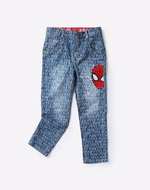 Typographic Print Jeans with Insert Pockets