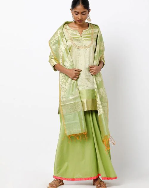 AVAASA SET PALAZZO-KURTI-DUPA, GREEN, XS