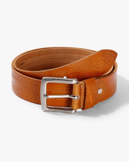 Geometric Textured Belt with Buckle Closure