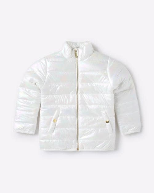 Holographic Quilted Zip-Front Jacket