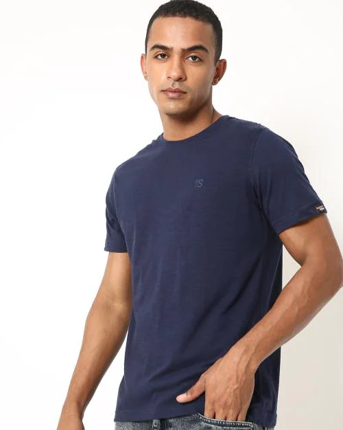 Regular Fit Slub Knit Crew-Neck T-Shirt