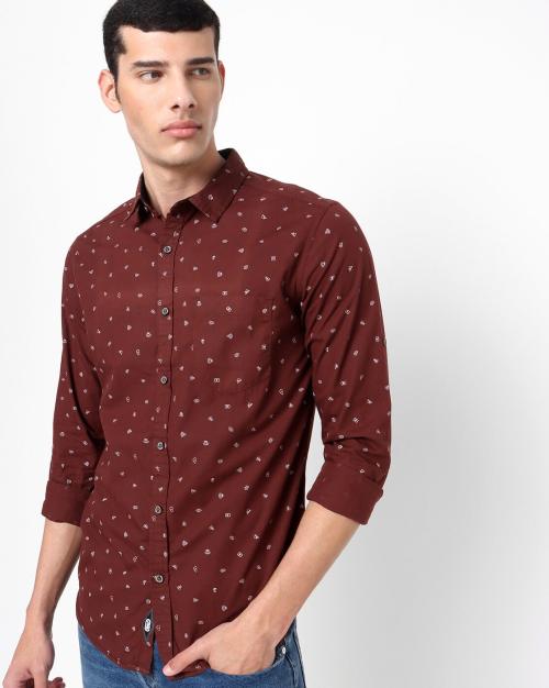 Conversational Print Slim Fit Youth Shirt
