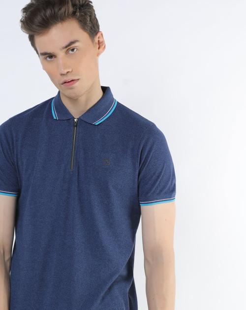 Regular Fit Polo T-Shirt with Zipper Placket