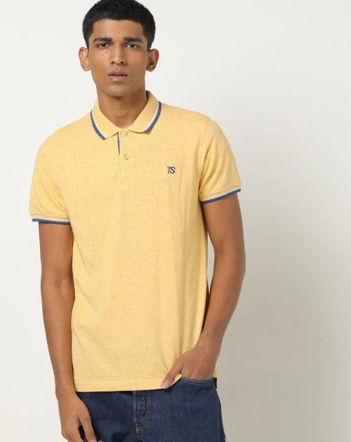 Regular Fit Speckled Polo T-Shirt with Branding