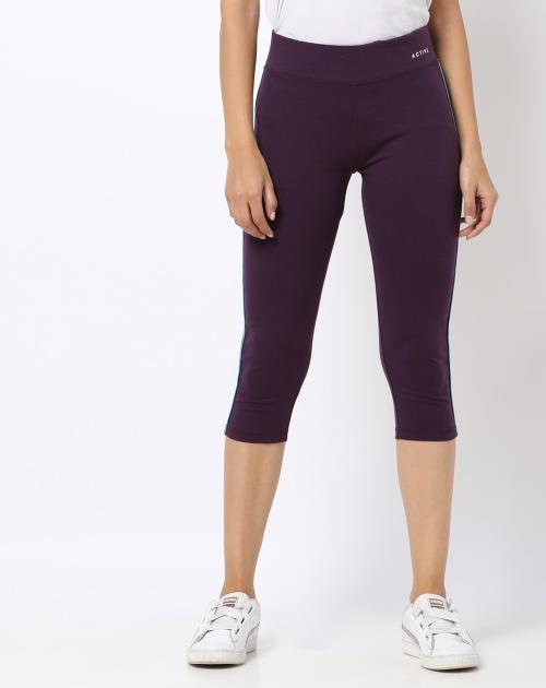 Cropped Leggings with Contrast Piping