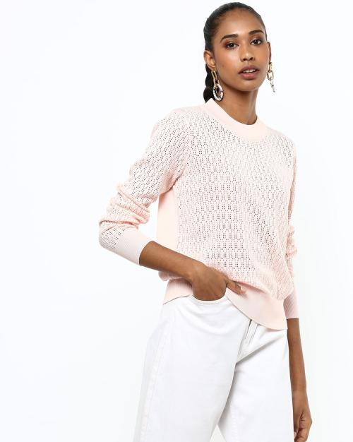 Flat Knit Round-Neck Top