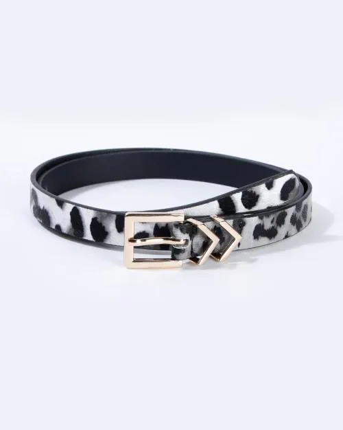 Animal Print Belt with Buckle Closure