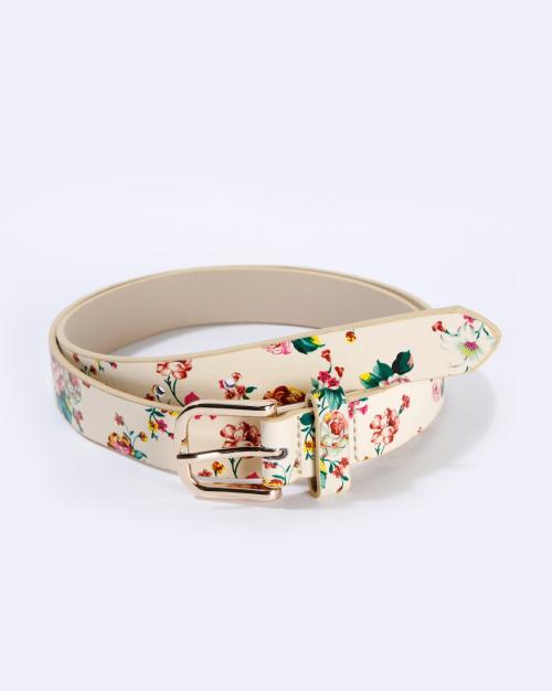 Floral Print Belt with Buckle Closure JioMart