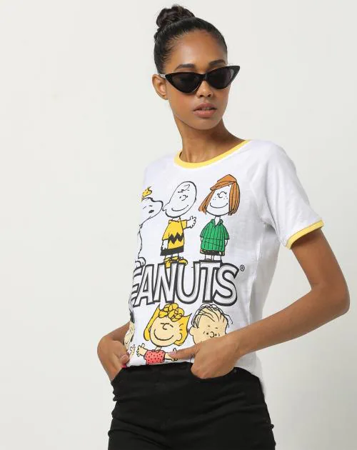 Snoopy Print Top with Raglan Sleeves