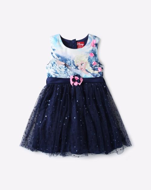 Printed Fit & Flare Dress with Sequins