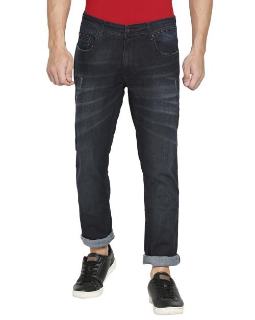 Low-Rise Straight Jeans with Whiskers
