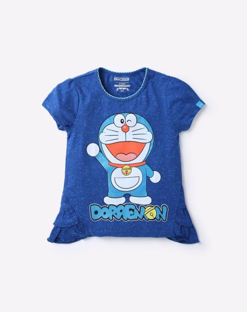 Doremon Print Round-Neck T-shirt