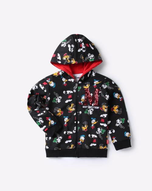 Printed Zip-Front Hooded Sweatshirt