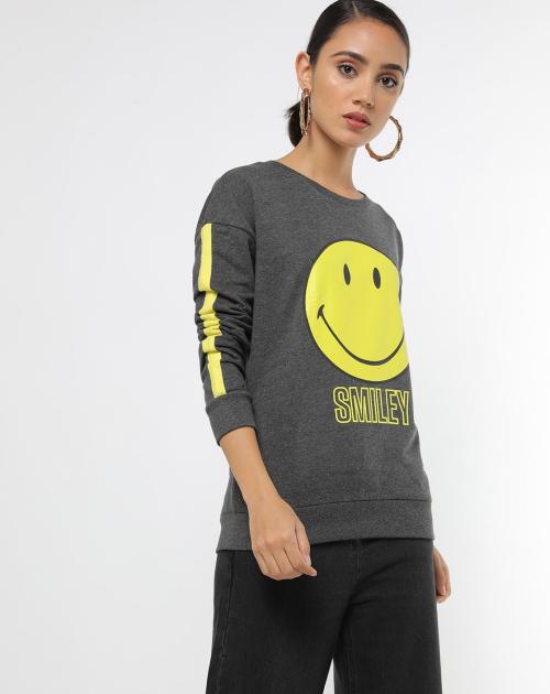 Graphic Print Sweatshirt with Drop Shoulders