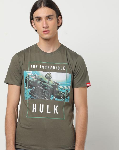 The Incredible Hulk Print Crew Neck T-shirt