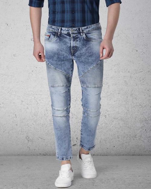 Tapered Fit Jeans with Button Closure