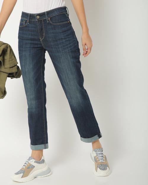 Washed Slim Boyfriend Jeans