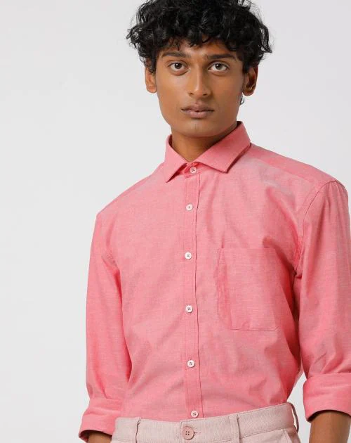 Men Oxford Regular Fit Shirt with Patch Pocket