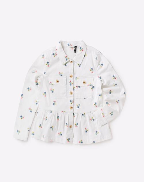 Floral Print Jacket with Pep Hem