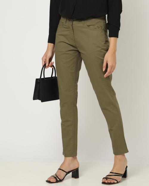 High-Rise Ankle-Length Chinos