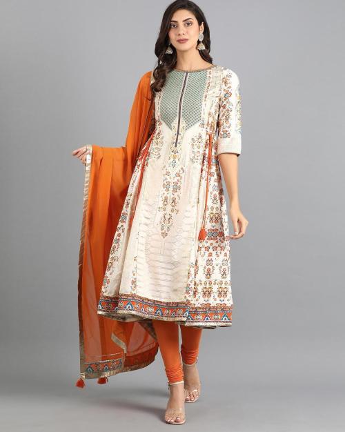 Wishful Boat-Neck Anarkali Kurta with Side Tie-Ups