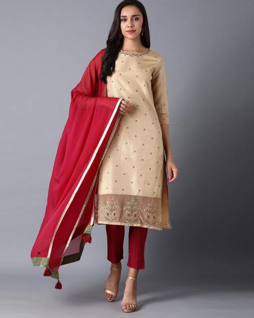 Wishful Embroidered Straight Kurta with Side Slits