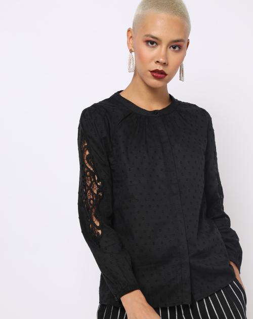 Dobby Top with Band Collar