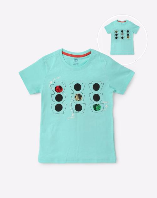 Round-Neck T-shirt with Reversible Sequins