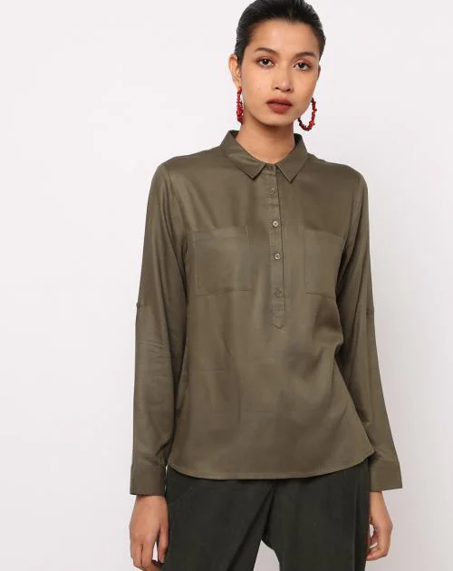 Shirt with High-Low Hem