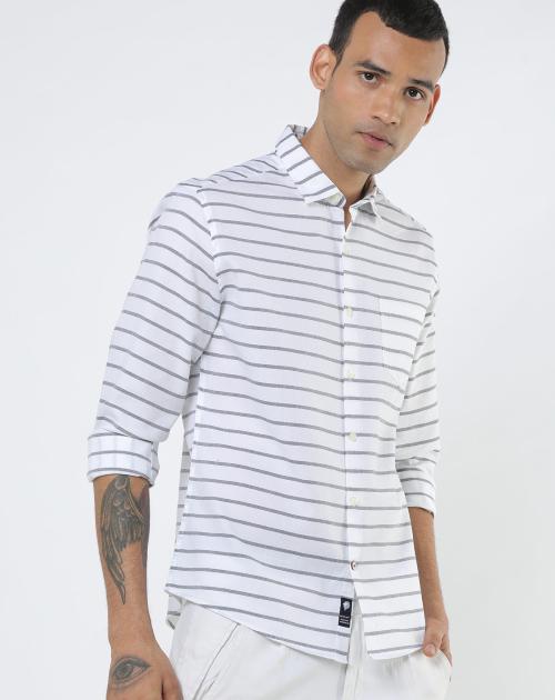 Striped Shirt with Patch Pocket