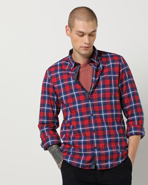 Checked Cotton Chiseled Fit Shirt