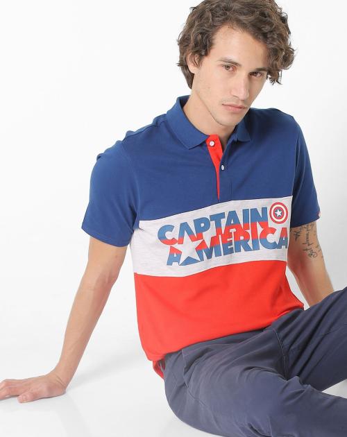 Captain America Colourblock Polo T-shirt
