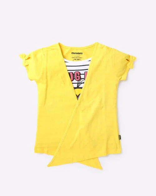 Twofer T-shirt with Tie-Up Sleeves