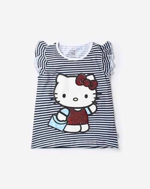 Hello Kitty Striped Crew-Neck T-shirt