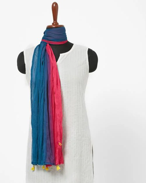 Ombre-Dyed Dupatta with Tassels