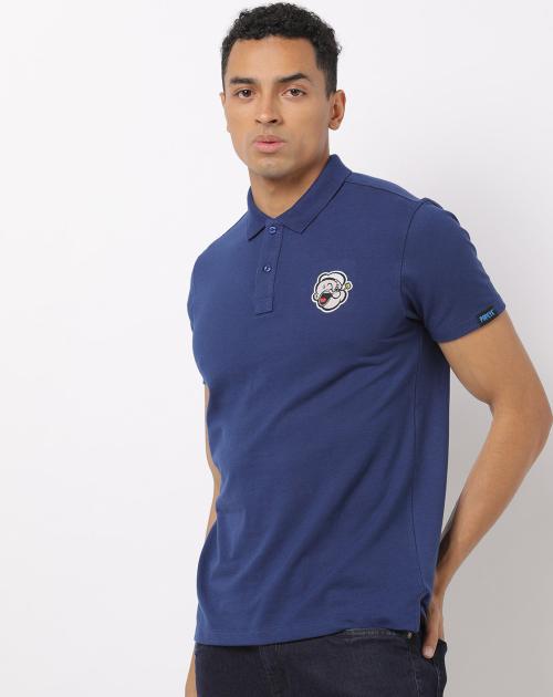 Regular Fit Polo T-Shirt with Placement Popeye Print