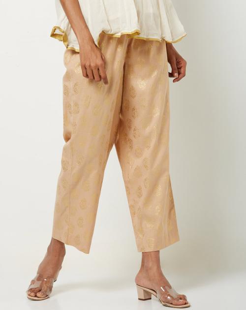 Ankle-Length Pants with Buta Motifs