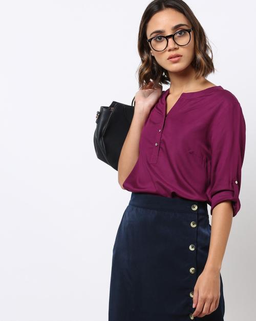 Top with Notched Neckline