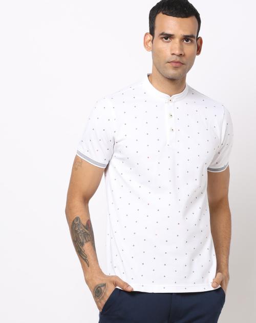 Geometric Print Henley T-shirt