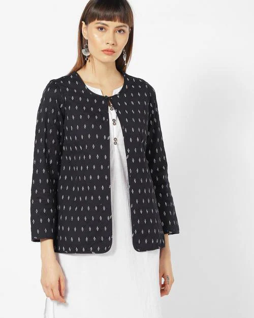 Printed Open-Front Jacket