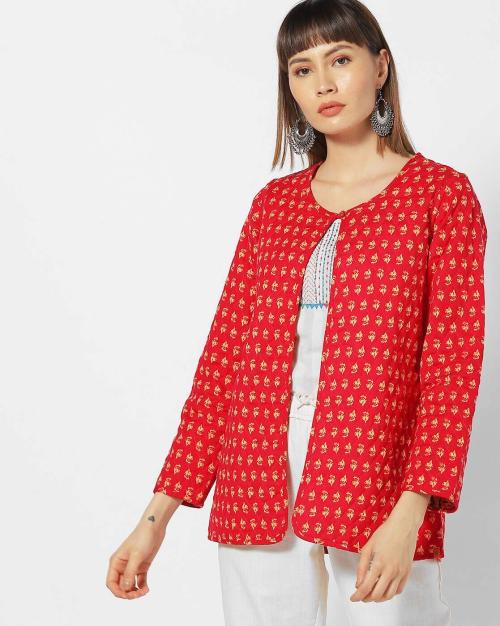 Printed Open-Front Jacket