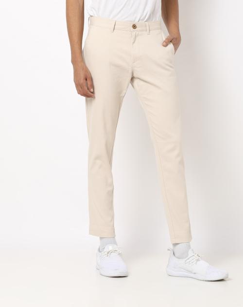 Cropped Slim Fit Chinos with Insert Pockets