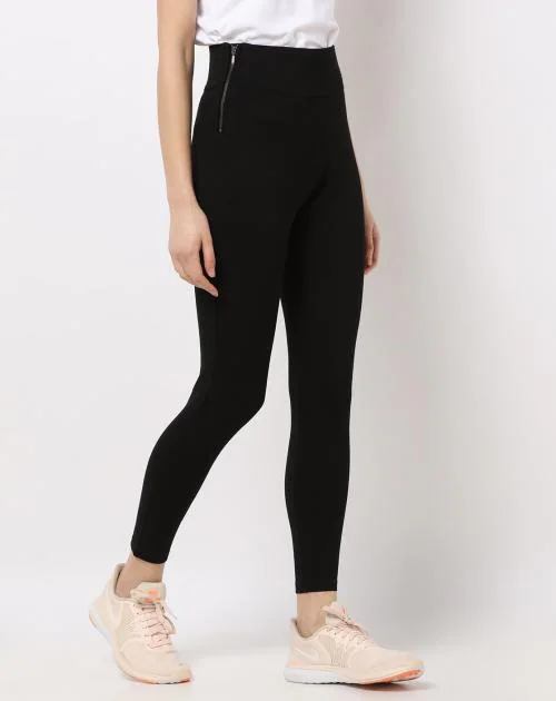 Buy High-Rise Treggings with Zip Closure Online at Best Prices in