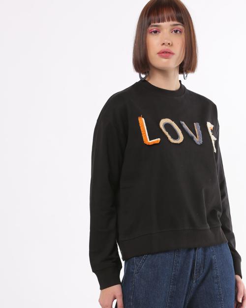Sweatshirt with Textured Text Applique