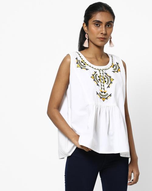 Printed Sleeveless Tunic Top