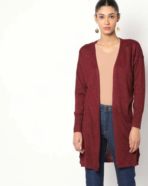 Front-Open Longline Lurex Shrug